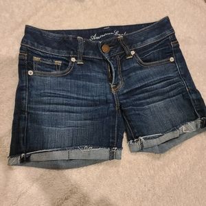 dark blue denim shorts